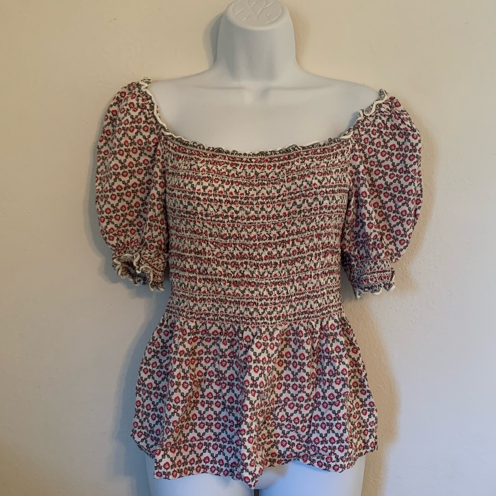 Smocked Floral Blouse
